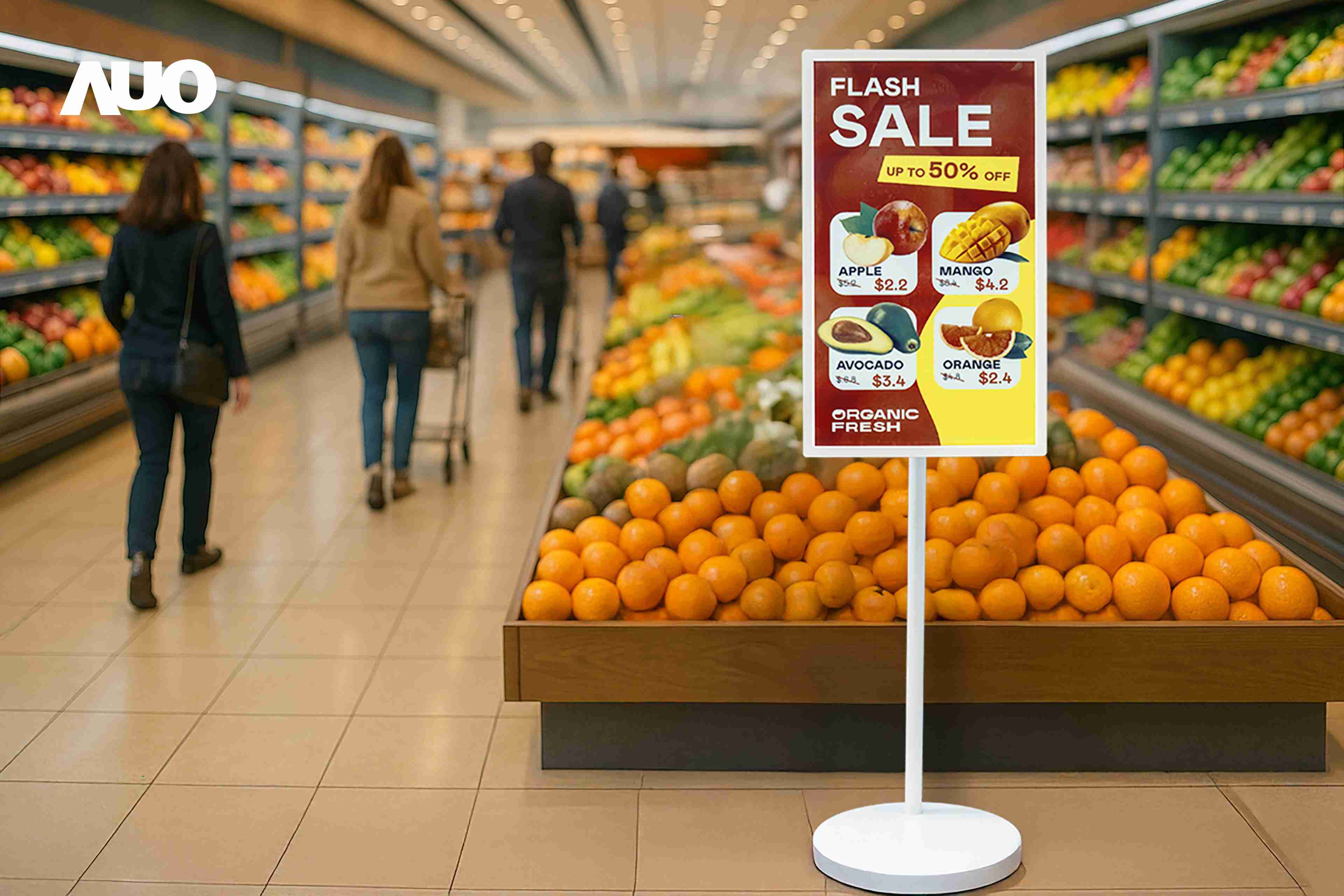 达擎首亮相低功耗、、全彩的〝aecoPost电子纸解决方案〞，，仅在更新画面时需要微量的电力驱动，，无需布建电线的便捷设计，，使其可灵活应用、、、、随意置放，，并可透过云端或行动装置app，，，轻松管理及排程广告内容，，，晋升店头营销利器。。